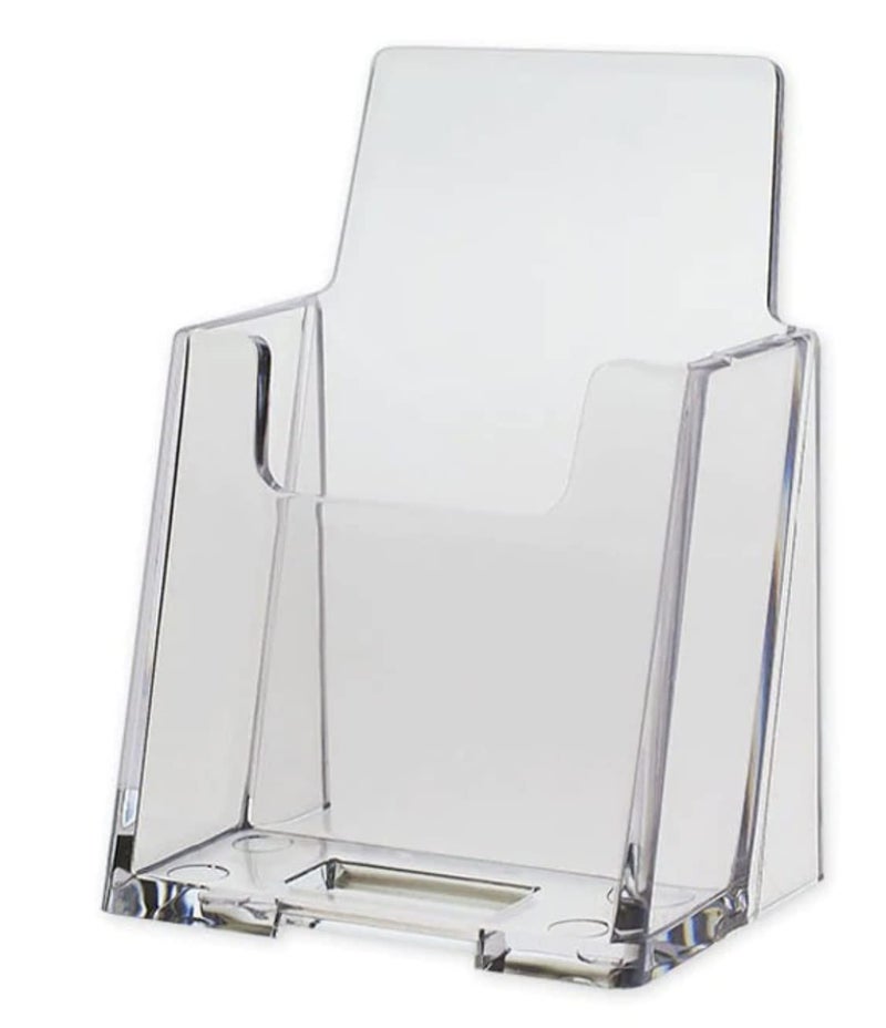 SourceOne Premium Vertical Clear Business Card Holder, Slant Back - Image 1